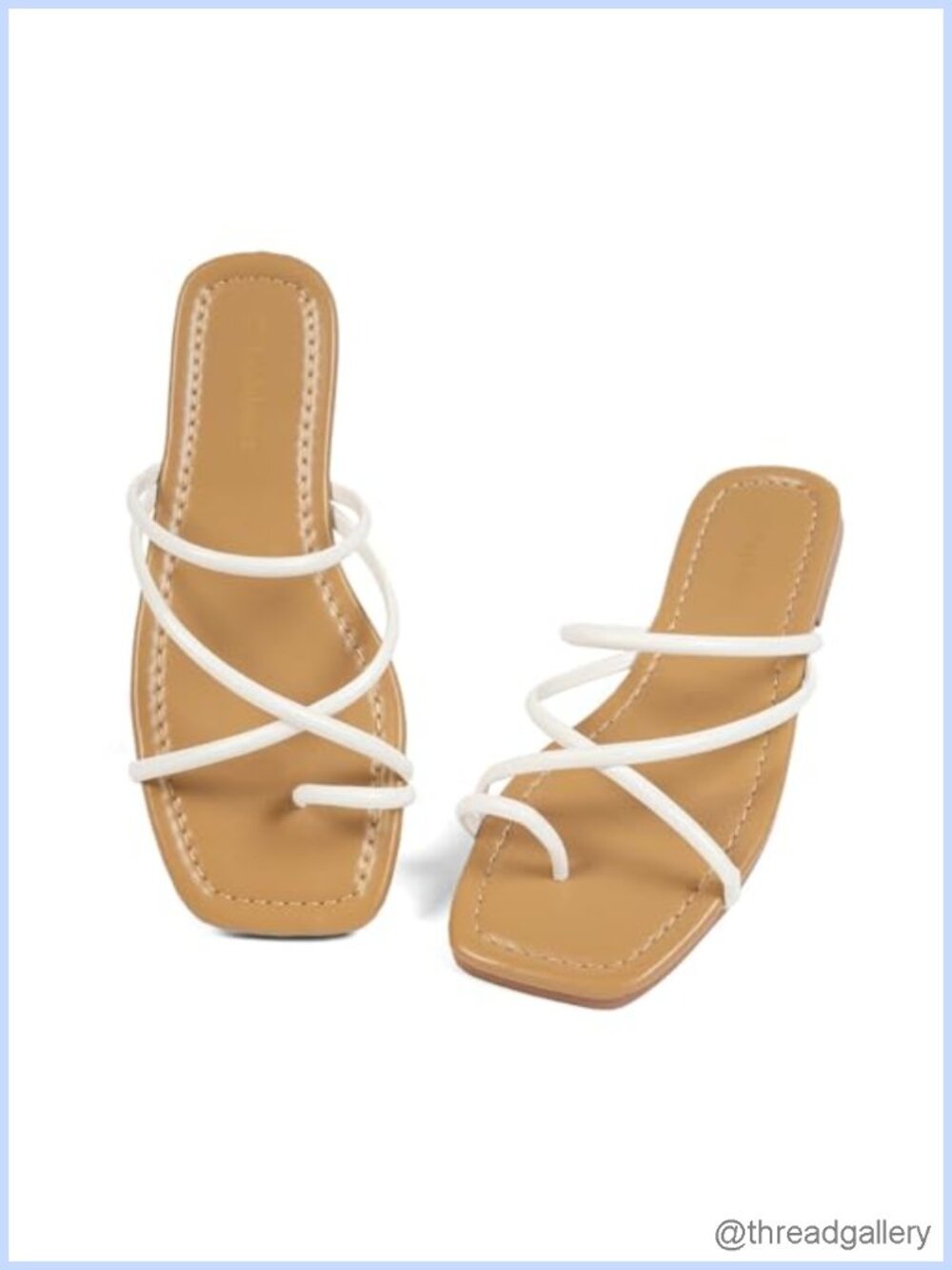 Women's Flat Slide Sandals Square Open Toe Cushioned Slip On Beach Walking